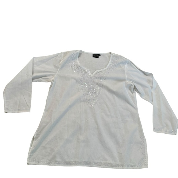 Ruby'N'Style Embroidered and Sequenced Blouse Size FREE White 100% Cotton - Picture 17 of 17